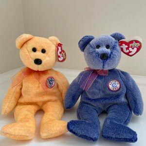 Ty Stuffed Bears - Peach and Indigo